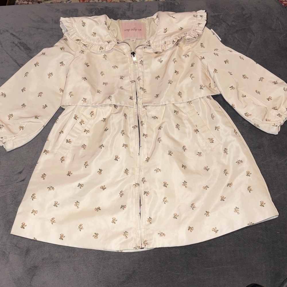 Ivy city co floral collar ruffle coat jacket 2t
